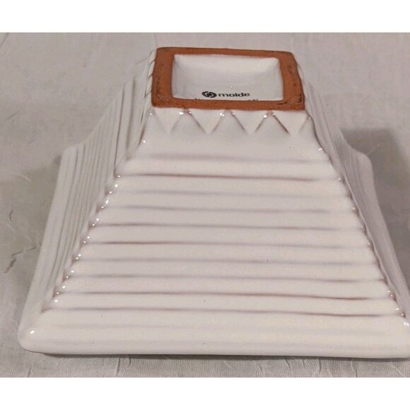 Pottery Bowl Molde Portugal Dish Ribbed Square Decorative Ceramic Geometric 2.5" - Picture 12 of 16